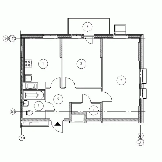 Квартира 2-комн. 56.9 кв. м