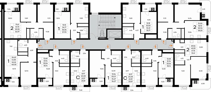 Квартира 2-комн. 54.97 кв. м