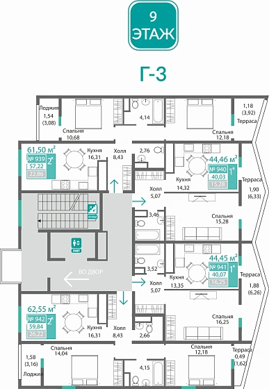 Квартира 1-комн. 40.07 кв.м