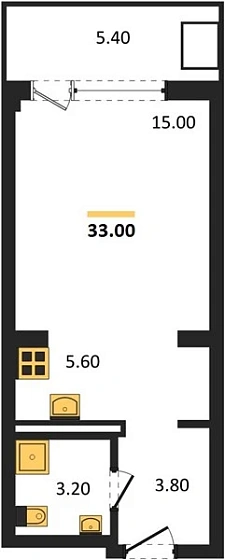 Апартаменты Студия 33 кв. м