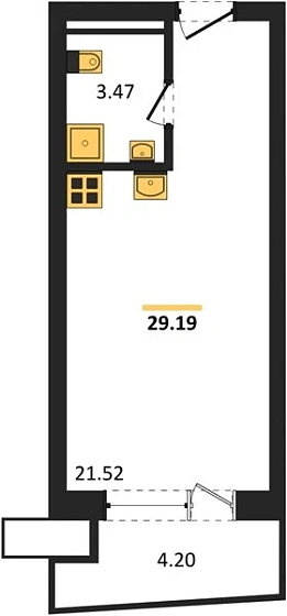 Апартаменты Студия 29.19 кв. м