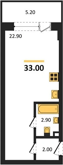 Апартаменты Студия 33 кв. м