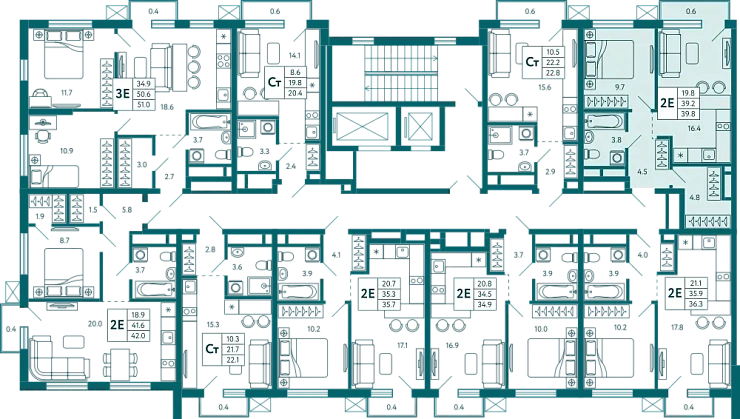 Квартира 1-комн. 40 кв.м