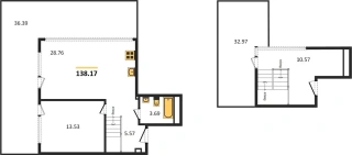 Апартаменты 1-комн. 138.17 кв. м