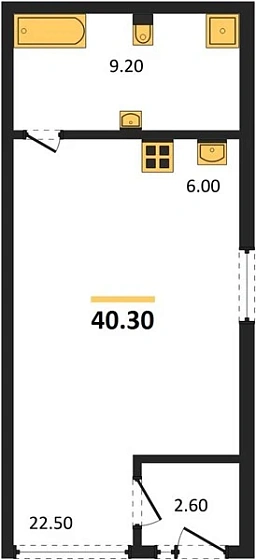 Квартира Студия 40.3 кв. м