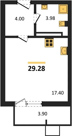Квартира Студия 29.28 кв. м