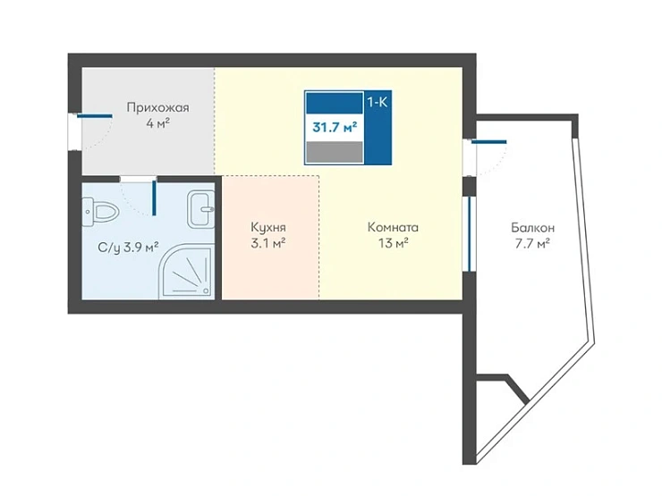 Квартира Студия 31.7 кв. м