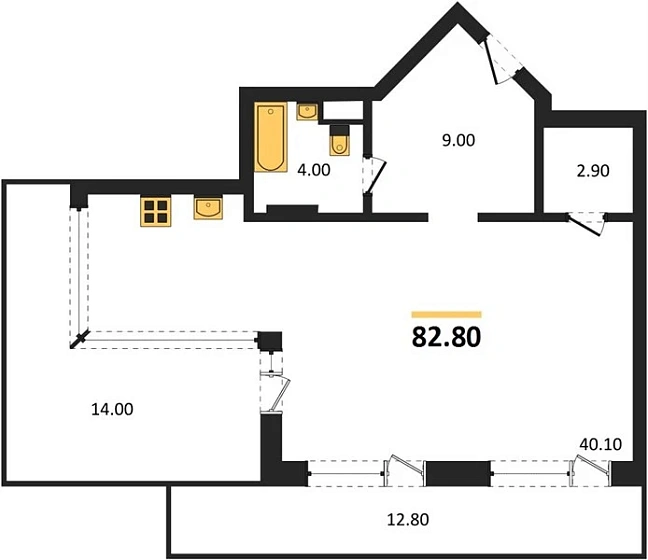 Апартаменты Студия 82.8 кв. м
