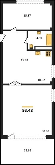Апартаменты 2-комн. 93.48 кв. м