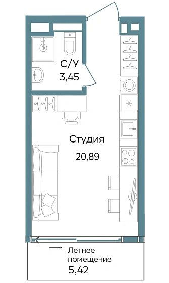 Объект недвижимости 29.76 кв. м