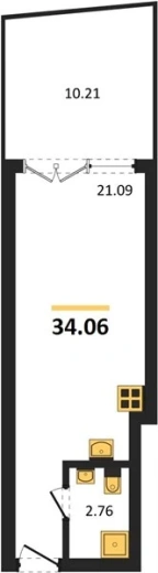 Апартаменты Студия 34.1 кв. м