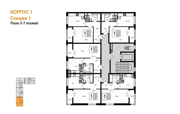 Квартира 1-комн. 37.81 кв. м