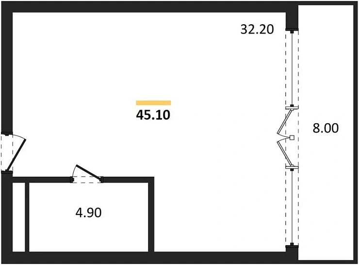 Апартаменты 1-комн. 45.1 кв. м