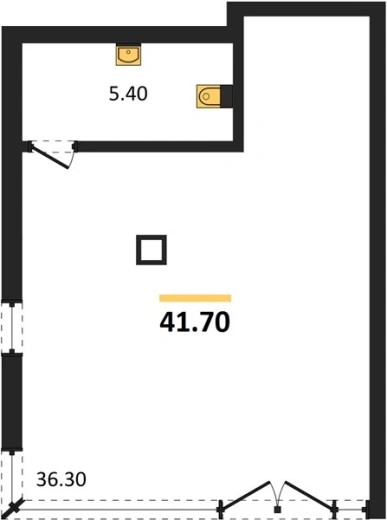 Квартира 1-комн. 41.7 кв. м