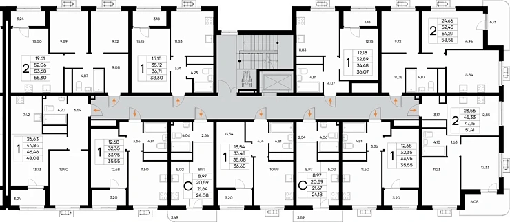 Квартира 2-комн. 55.3 кв. м