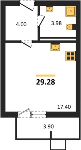 Квартира Студия 29.28 кв. м