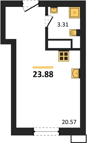 Квартира Студия 23.88 кв. м