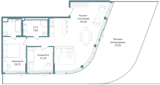 Апартаменты 3-комн. 160.25 кв. м