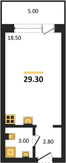 Апартаменты Студия 29.3 кв. м