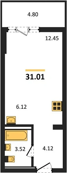 Квартира 1-комн. 31.01 кв. м