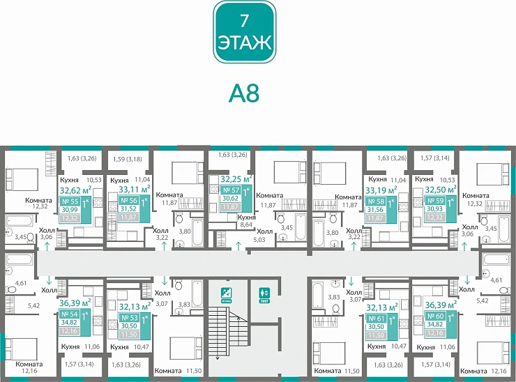 Квартира 1-комн. 31.52 кв.м