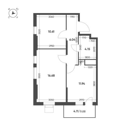 Квартира 2-комн. 50.65 кв. м