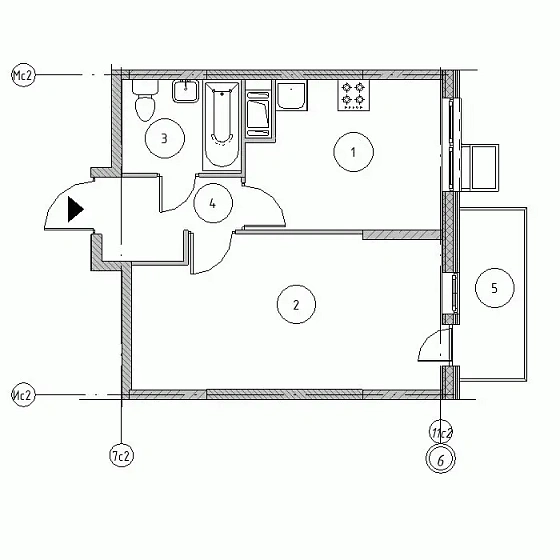 Квартира 1-комн. 36.5 кв. м