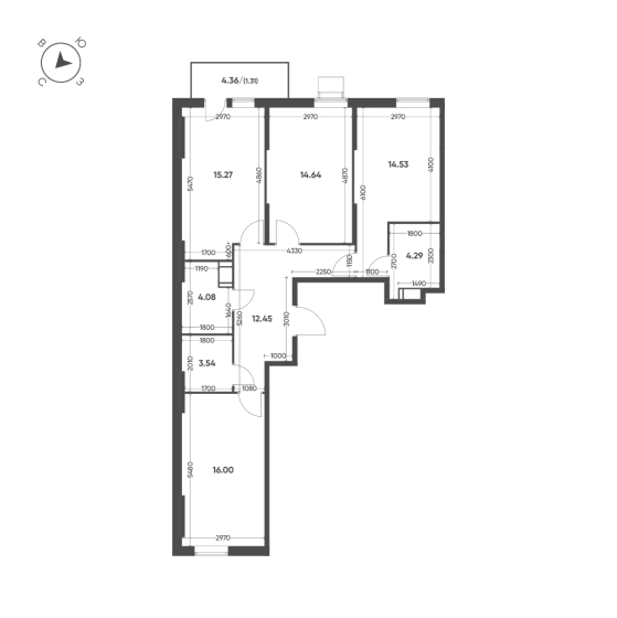 Квартира 3-комн. 86.11 кв. м