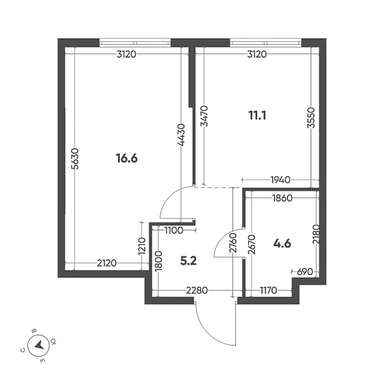 Квартира 1-комн. 37.5 кв. м