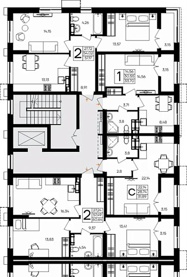 Квартира Студия 31.89 кв. м