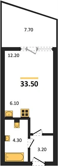 Квартира Студия 33.5 кв. м