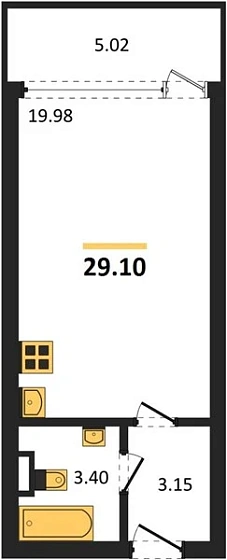 Квартира Студия 29.1 кв. м