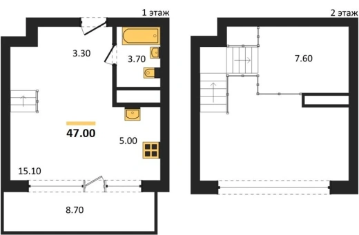 Квартира Студия 47 кв. м