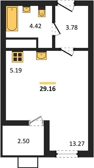 Квартира Студия 29.16 кв. м
