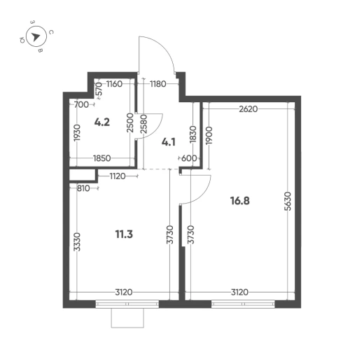 Квартира 1-комн. 36.4 кв. м