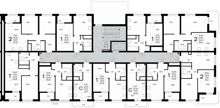 Квартира 2-комн. 55.49 кв. м