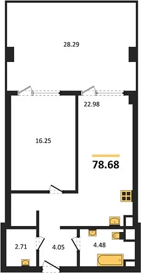 Апартаменты 1-комн. 78.8 кв. м