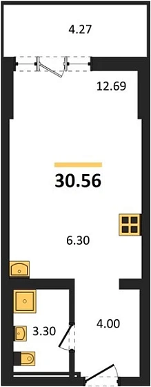 Квартира Студия 30.56 кв. м