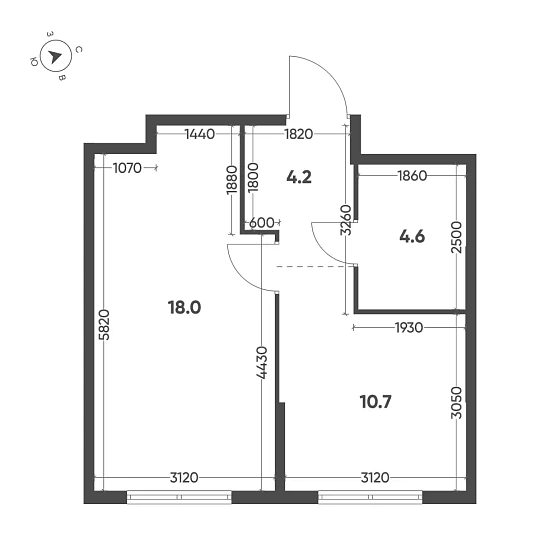 Квартира 1-комн. 37.5 кв. м
