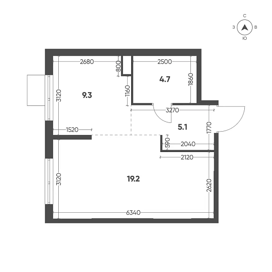 Квартира Студия 38.3 кв. м