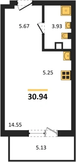 Квартира Студия 30.88 кв. м