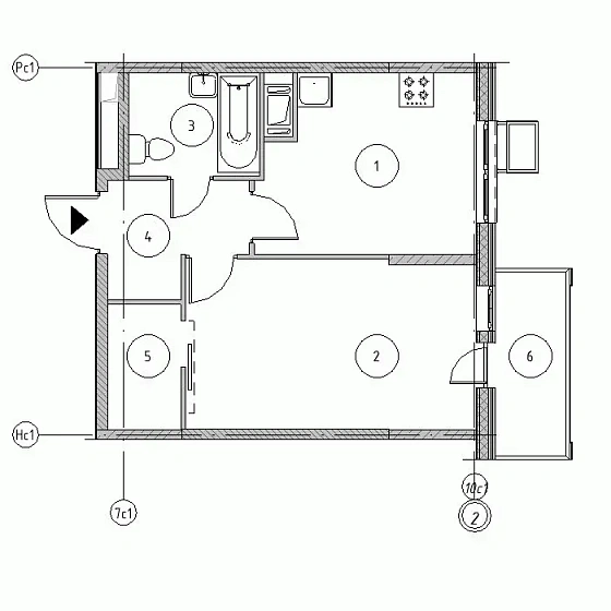 Квартира 1-комн. 39.05 кв. м