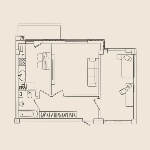 Квартира 2-комн. 61.9 кв. м