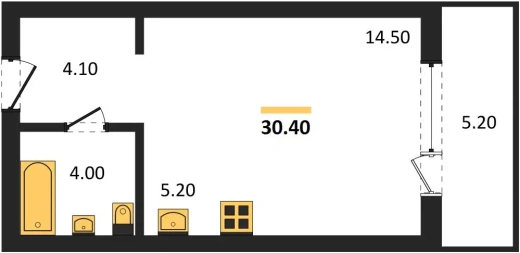 Квартира Студия 30.4 кв. м