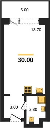 Апартаменты Студия 30 кв. м