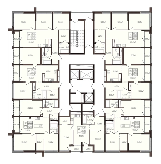 Квартира 3-комн. 84.01 кв. м