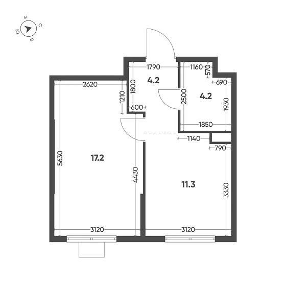 Квартира 1-комн. 36.9 кв. м