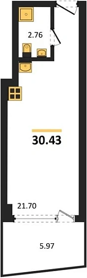 Апартаменты Студия 30.45 кв. м