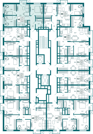 Квартира 3-комн. 54.8 кв.м