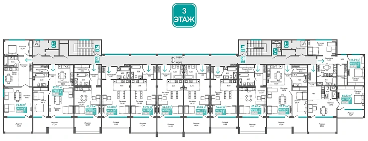 Апартаменты 2-комн. 92.95 кв.м